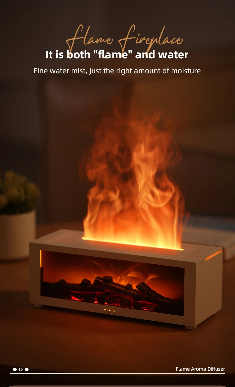 Creative Fireplace Air Humidifier Waterless Auto-Off Aroma Essential Oil Diffuser with LED Light & Remote Control for Home