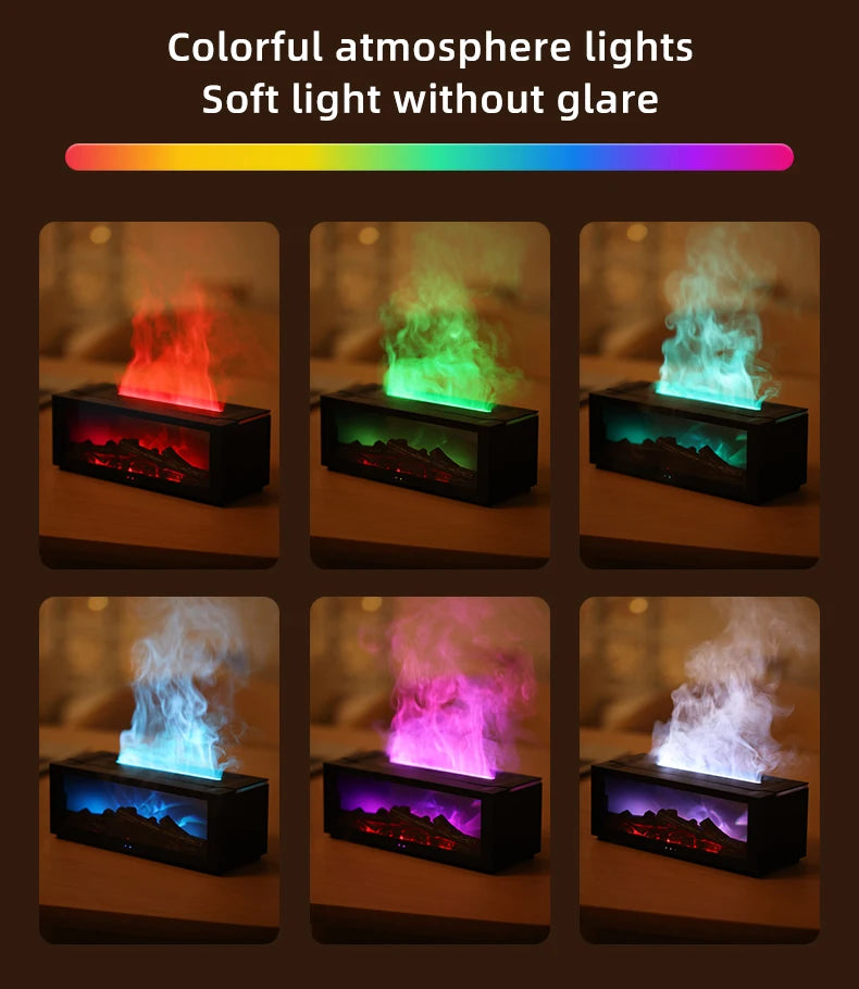 Creative Fireplace Air Humidifier Waterless Auto-Off Aroma Essential Oil Diffuser with LED Light & Remote Control for Home