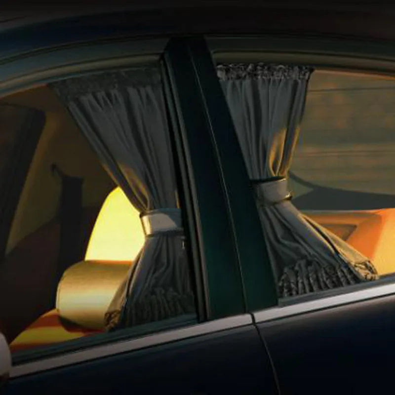 2pcs Car Sun Shade Side Window Curtain Auto Foldable Uv Protection