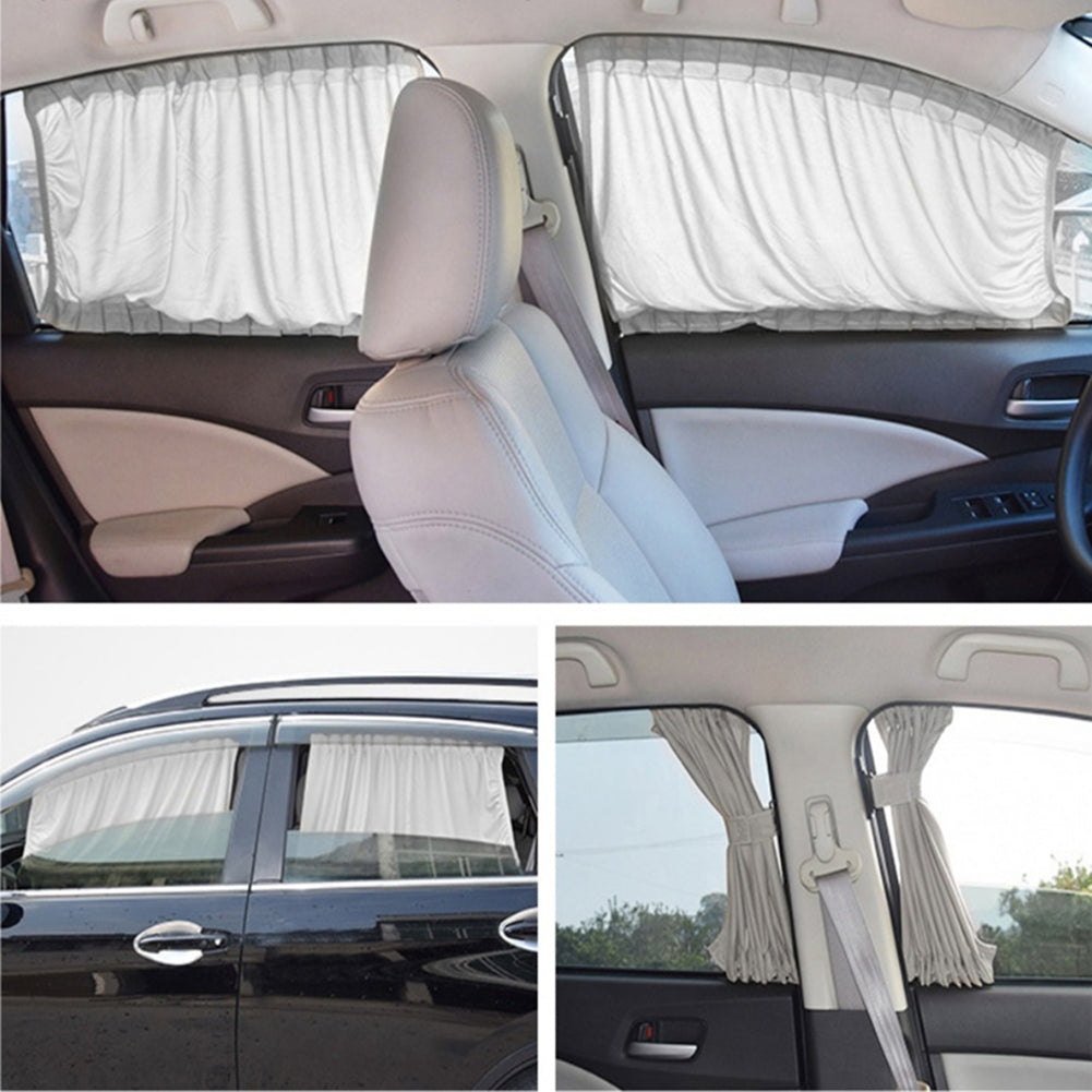 2pcs Car Sun Shade Side Window Curtain Auto Foldable Uv Protection