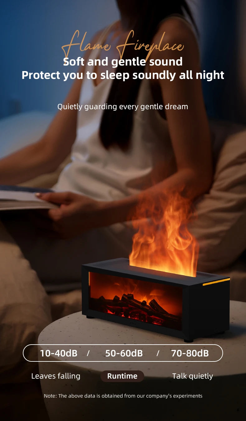 Creative Fireplace Air Humidifier Waterless Auto-Off Aroma Essential Oil Diffuser with LED Light & Remote Control for Home
