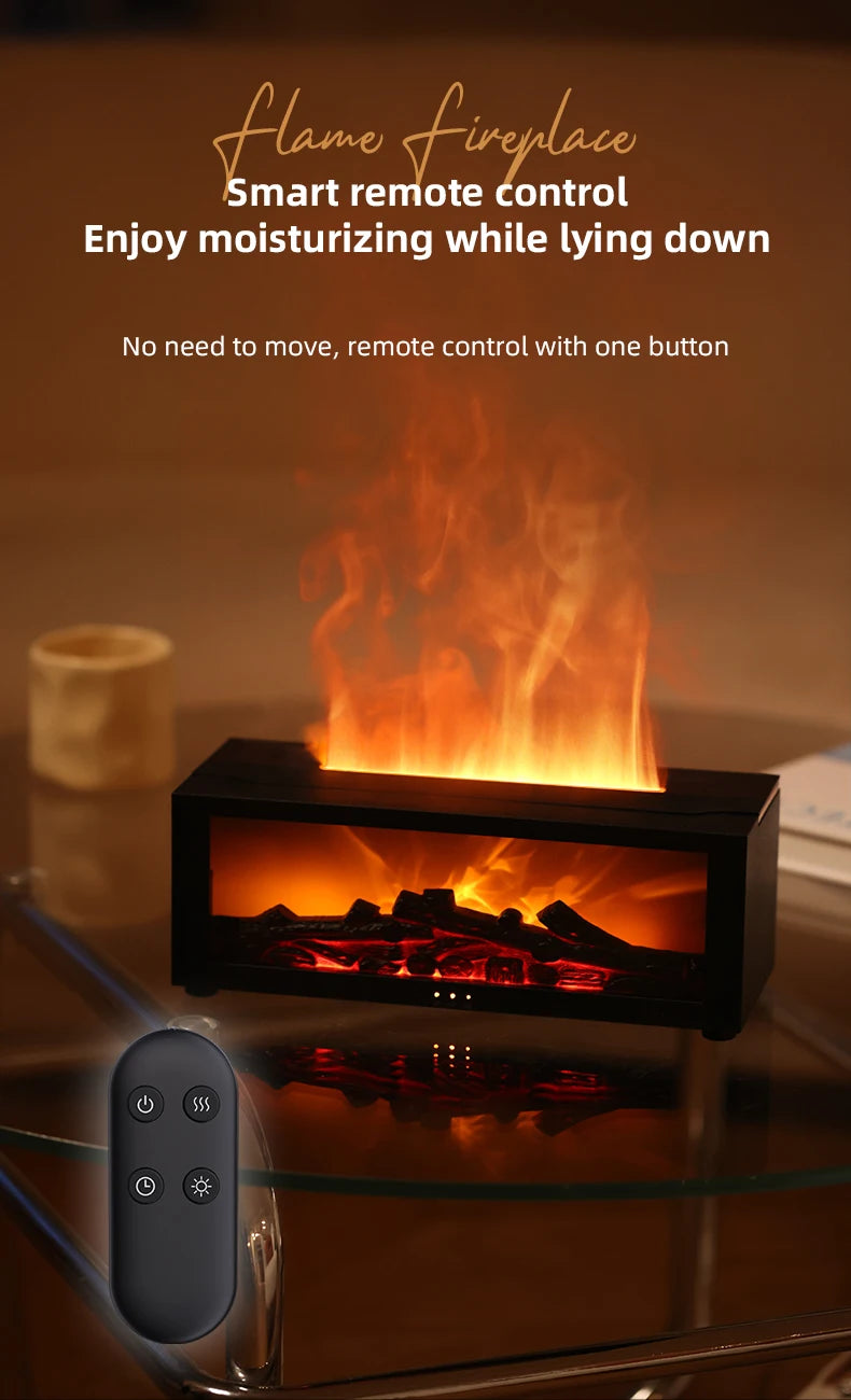 Creative Fireplace Air Humidifier Waterless Auto-Off Aroma Essential Oil Diffuser with LED Light & Remote Control for Home