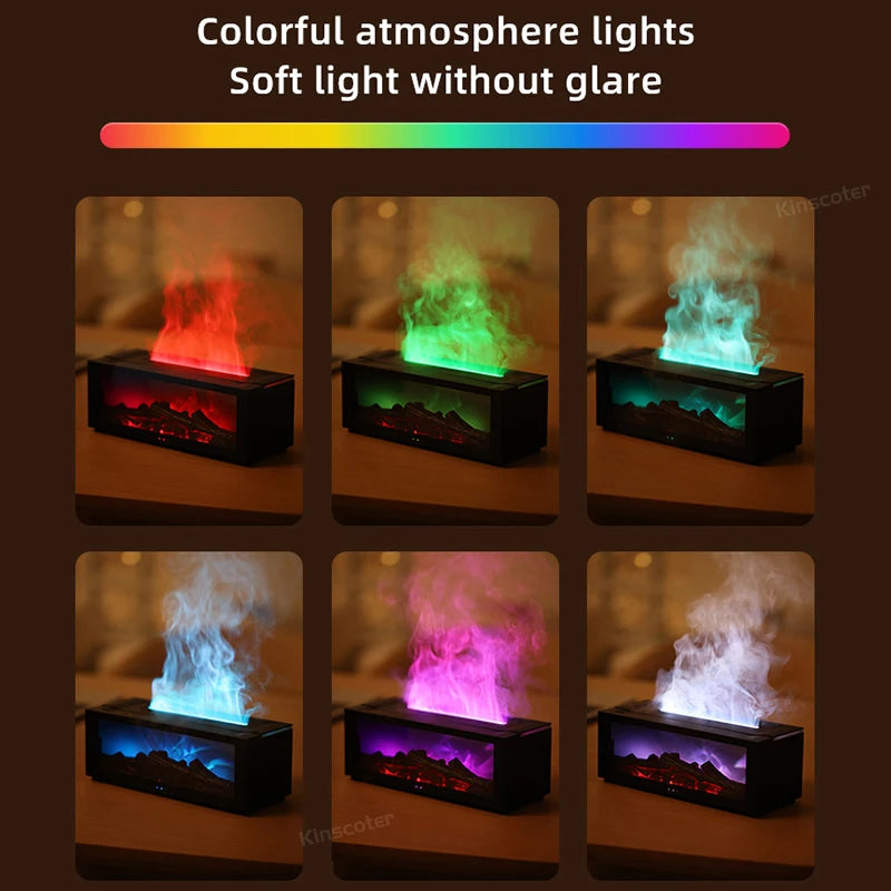 Creative Fireplace Air Humidifier Waterless Auto-Off Aroma Essential Oil Diffuser with LED Light & Remote Control for Home