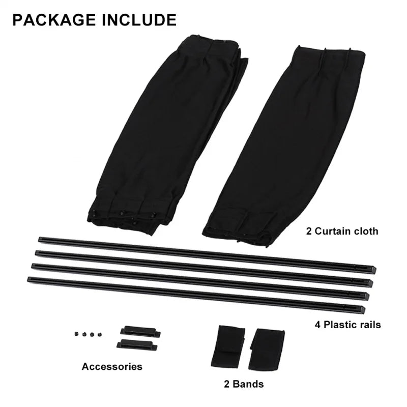2pcs Car Sun Shade Side Window Curtain Auto Foldable Uv Protection