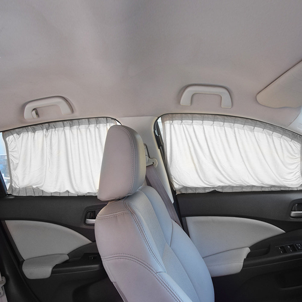 2pcs Universal Car Sun Shade Side Window Curtain Auto Foldable Uv Protection