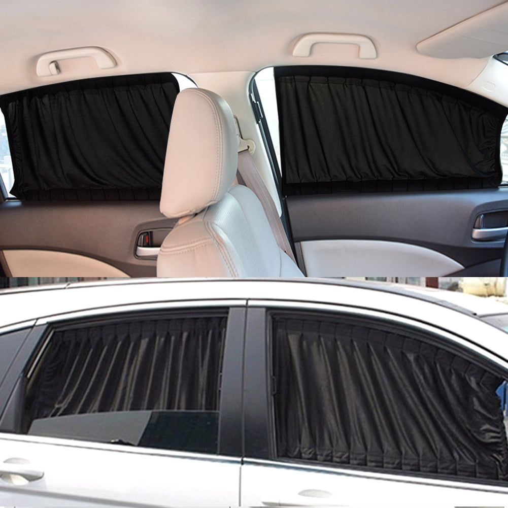 2pcs Car Sun Shade Side Window Curtain Auto Foldable Uv Protection