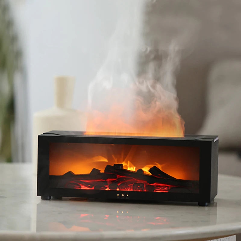 Creative Fireplace Air Humidifier Waterless Auto-Off Aroma Essential Oil Diffuser with LED Light & Remote Control for Home