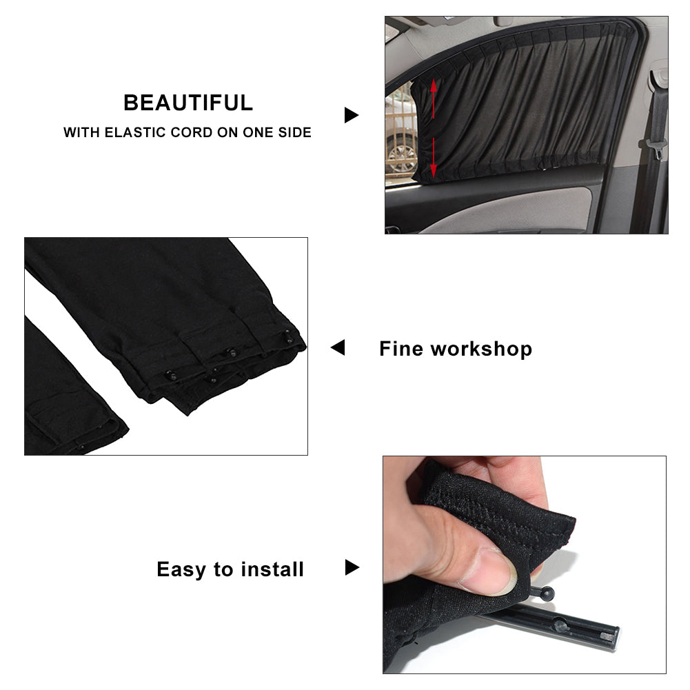 2pcs Car Sun Shade Side Window Curtain Auto Foldable Uv Protection