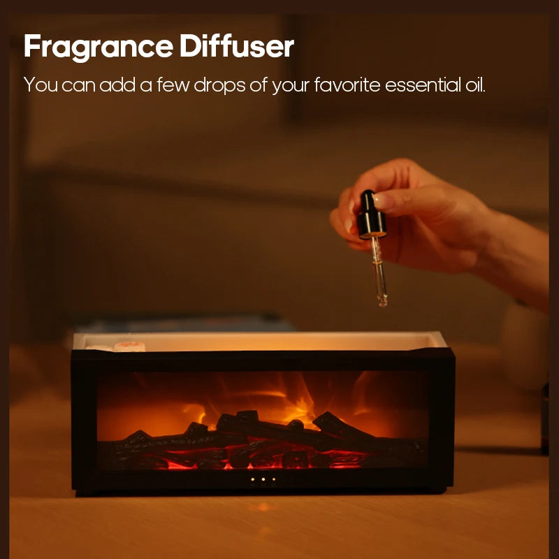 Creative Fireplace Air Humidifier Waterless Auto-Off Aroma Essential Oil Diffuser with LED Light & Remote Control for Home