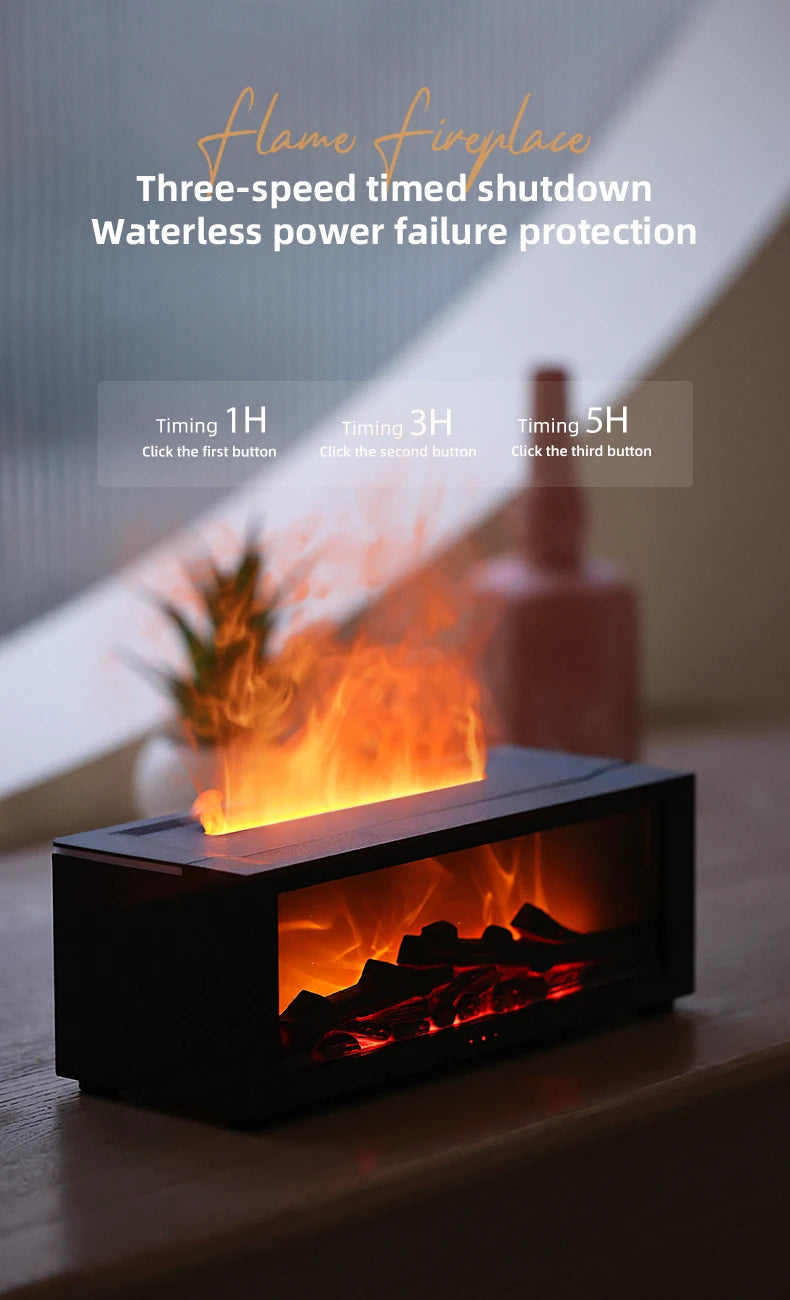 Creative Fireplace Air Humidifier Waterless Auto-Off Aroma Essential Oil Diffuser with LED Light & Remote Control for Home