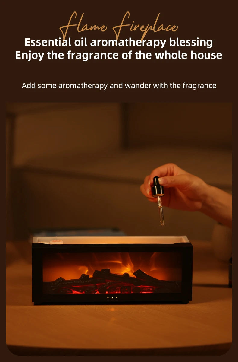 Creative Fireplace Air Humidifier Waterless Auto-Off Aroma Essential Oil Diffuser with LED Light & Remote Control for Home