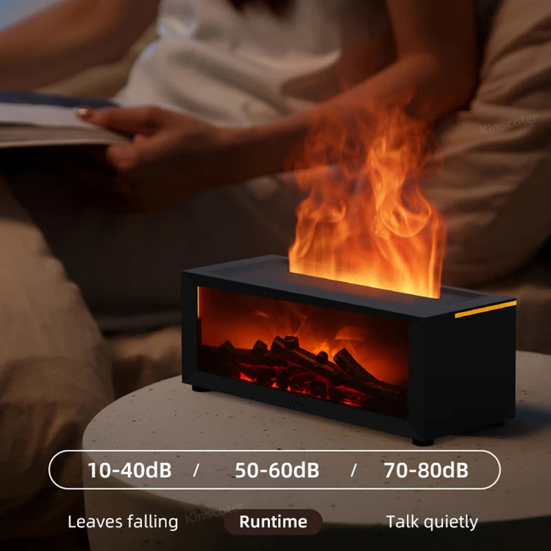 Creative Fireplace Air Humidifier Waterless Auto-Off Aroma Essential Oil Diffuser with LED Light & Remote Control for Home