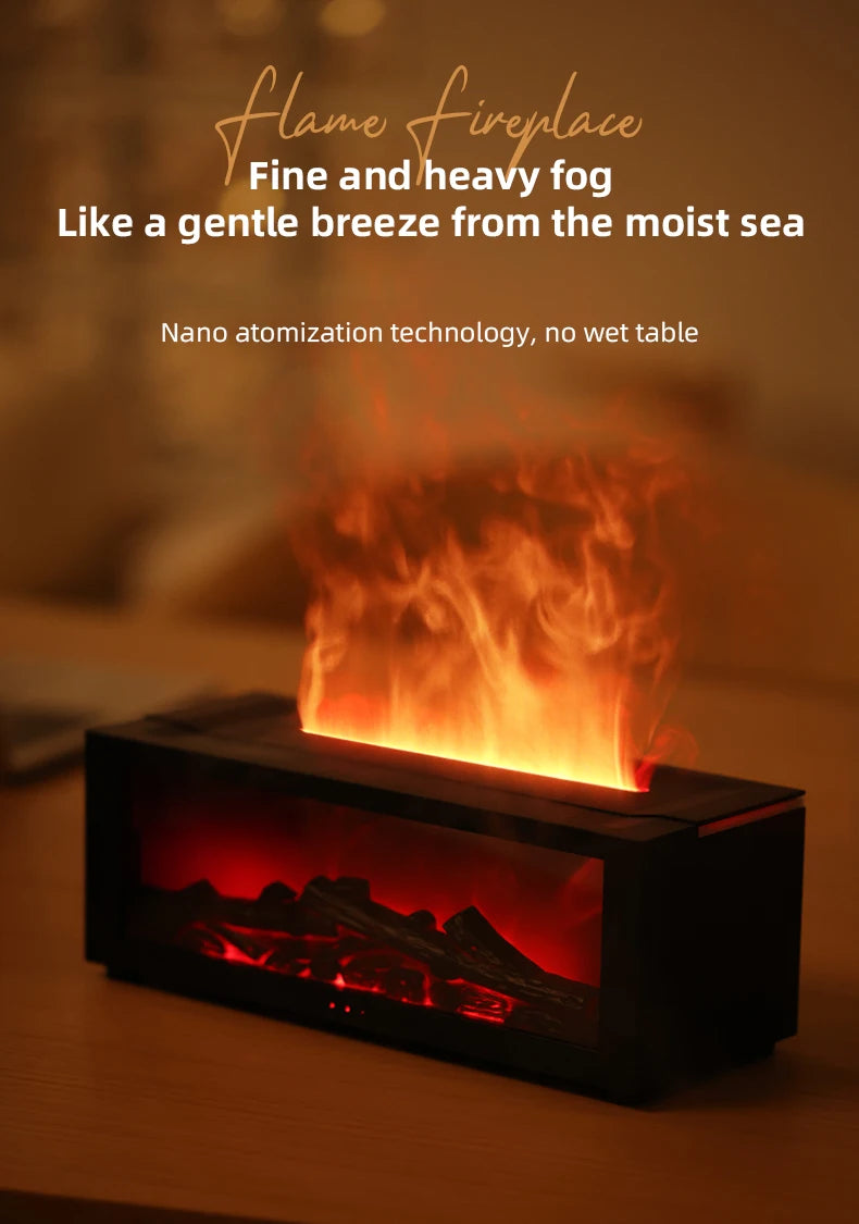 Creative Fireplace Air Humidifier Waterless Auto-Off Aroma Essential Oil Diffuser with LED Light & Remote Control for Home