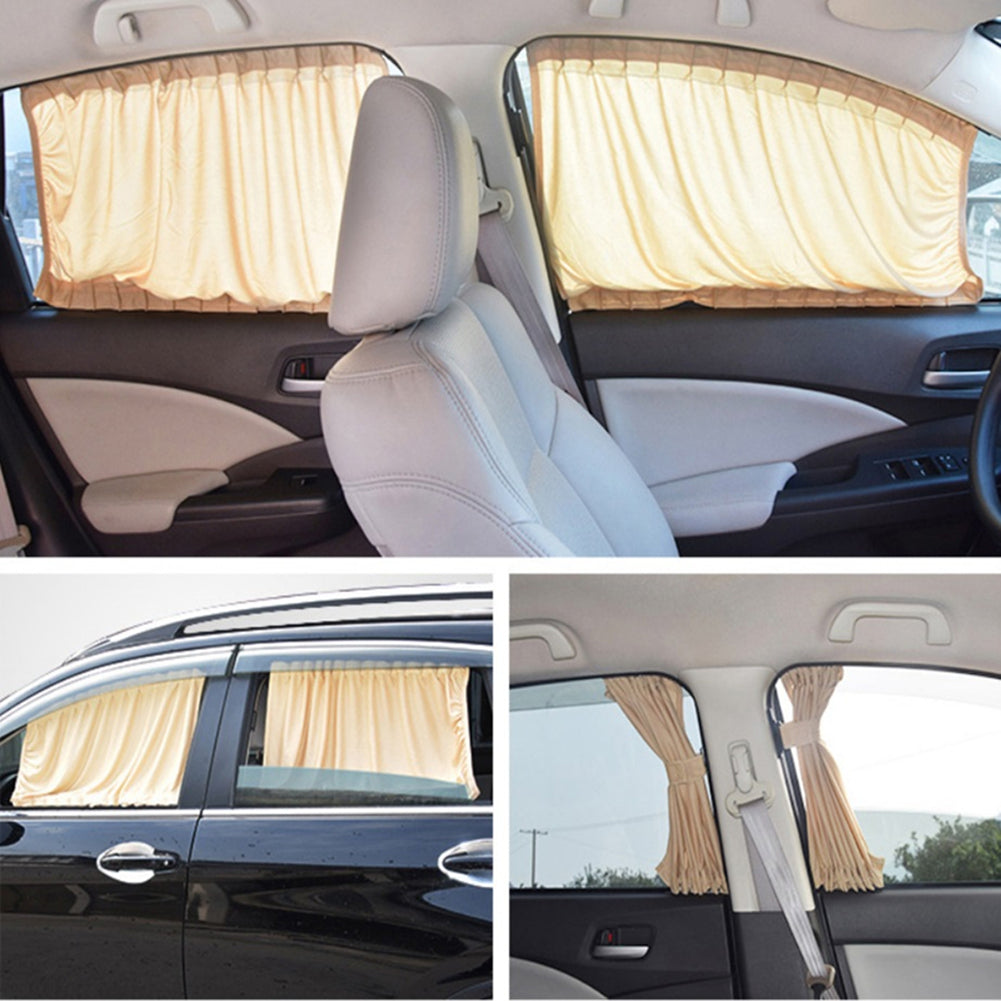 2pcs Car Sun Shade Side Window Curtain Auto Foldable Uv Protection