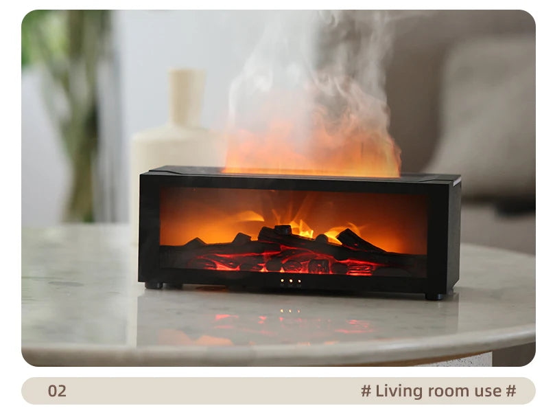 Creative Fireplace Air Humidifier Waterless Auto-Off Aroma Essential Oil Diffuser with LED Light & Remote Control for Home
