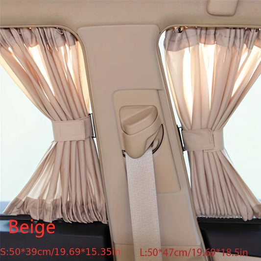 2pcs Universal Car Sun Shade Side Window Curtain Auto Foldable Uv Protection